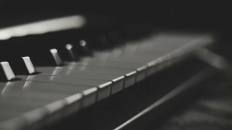 A photos of the keys of a piano